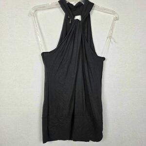 Maurices L Black Halter Twist Back Tank Top Dressy